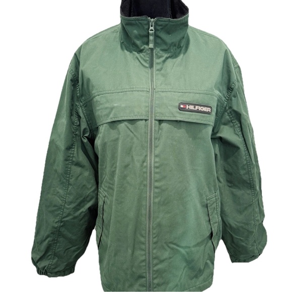 Tommy Hilfiger Vintage 2002 Green Zip Up Outdoor Thick Heavy Jacket Men Size L